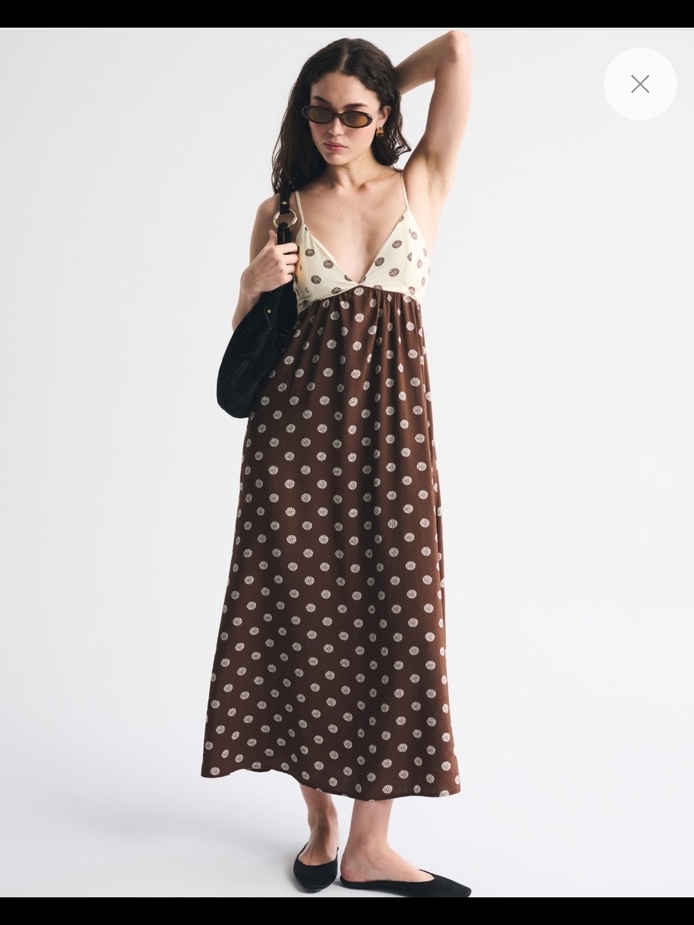 Polka Dot Two-Tone Spaghetti Strap Maxi Dress